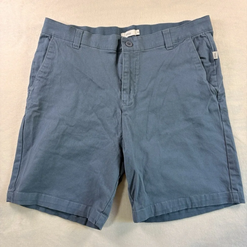 Onia Chino Shorts Mens 34 Blue Flat Front Stretch Elastic Waist Preppy Golf